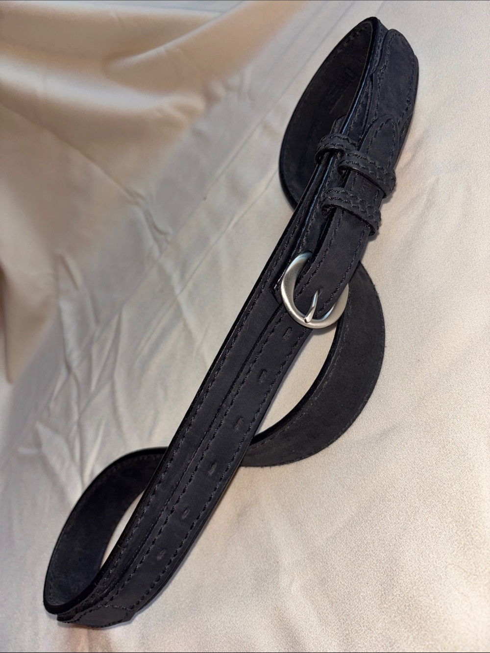 Duluth Trading Co Black Suede Logo Belt